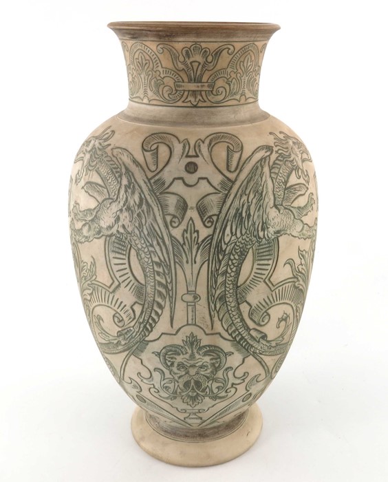 Edwin Martin for Martin Brothers, an unglazed stoneware vase, 1896, footed and shouldered form - Image 3 of 12