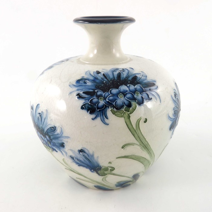 William Moorcroft for James MacIntyre, a Florian Ware blue Cornflower vase, circa 1903, ovoid form - Image 3 of 6
