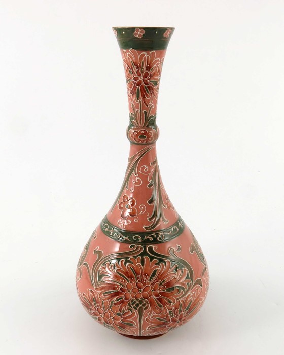 William Moorcroft for James MacIntyre, a Florian Ware Cornflower vase, circa 1899, knop necked - Image 3 of 6