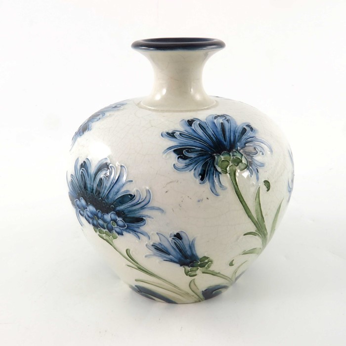 William Moorcroft for James MacIntyre, a Florian Ware blue Cornflower vase, circa 1903, ovoid form - Image 4 of 6