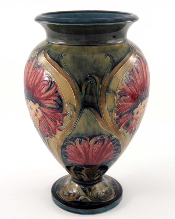 William Moorcroft for James MacIntyre, a Cornflower vase, circa 1913, footed ovoid form with everted - Image 3 of 8