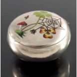 A silver and enamelled pill box, Heinrich Levinger, Germany, import marks Birmingham 1899