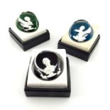 Baccarat, three cameo paperweights of royal family members, various colours, dated 1976, stamped ver