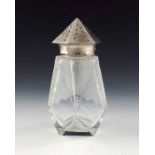 An Art Deco silver and cut glass shaker, William Hutton and Sons, Birmingham 1929