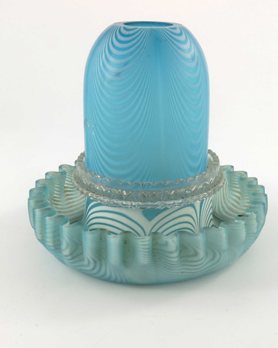 A Nailsea Verre Moire glass fairy lamp