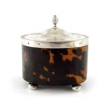 An Edwardian silver and tortoiseshell tea caddy, Charles Westwood and Sons, Birmingham 1908