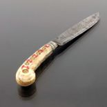 A 17th century style gold, ivory and coral knife