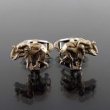 Patrick Mavros, a pair of Modernist silver cufflinks, in the form of elephants