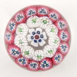 Baccarat, concentric millefiori paperweight, central complex millefiori, surrounded by a circle of w