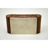 An Art Deco 800 European silver and wooden cantilever cigarette box, 5.5cm high