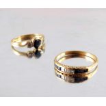 Two 18 carat gold sapphire and diamond rings