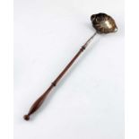 A silver toddy ladle or punch ladle, Garrard & Co, London 1969, monogrammed, lobed oval bowl, 38cm l