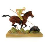 Doris Lindner for Royal Worcester, a porcelain model of Hog Hunting, number 3164, black printed fact