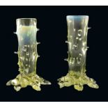 Thomas Webb or John Walsh Walsh, a pair of Victorian straw opal glass thorn vases