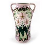 Sarah Brummell-Bailey for Moorcroft, Blakeney Mallow twin handled vase