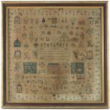 An 19th century verse sampler by Maria Sims, 1830, worked in cross stitch with a central verse surro