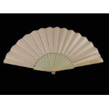 A Victorian ivory and silk fan by J Duvelleroy,