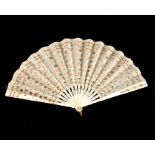 Three 19th century carved ivory and sequin fans