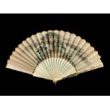 A Japanese Shibayama and painted fan, 19th century, Meiji