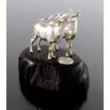 Patrick Mavros, an African Modernist silver and hardwood figure group of kudu,