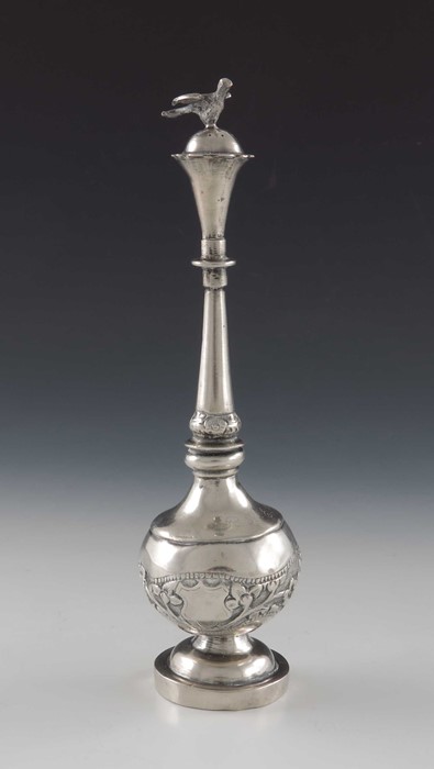 A small Chinese export silver rosewater sprinkler