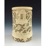 A 19th century Chinese reticulated ivory brush pot