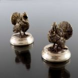 A pair of Edwardian silver gilt novelty menu holders, Finnigan's, London 1909,