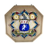 A Victorian stained glass armorial panel