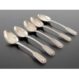 A set of five early Victorian Scottish silver teaspoons, Patrick Sutherland, Edinburgh 1838