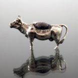 An Edwardian silver novelty cow pin cushion, Levi and Salaman, Birmingham 1905