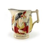 A Staffordshire relief moulded commemorative jug, for Marquis Wellington and General Hill