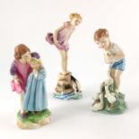 F Doughty for Royal Worcester, three figures