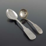 A Victorian Scottish Provincial silver tablespoon and a George IV Scottish silver toddy ladle