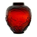 Rene Lalique, an Archers red amber glass vase