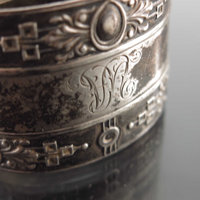 An Imperial Russian silver match box case, together with a Continental silver napkin ring - Image 4 of 7