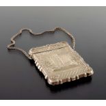 An American silver castle top card case, Leonard and Wilson, Philadelphia circa 1870