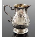 A George II silver cream jug, William Coles, London 1739, baluster form with sparrow beak and S