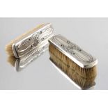 Kate Harris for William Hutton, a pair of Arts and Crafts silver and enamelled clothes brushes