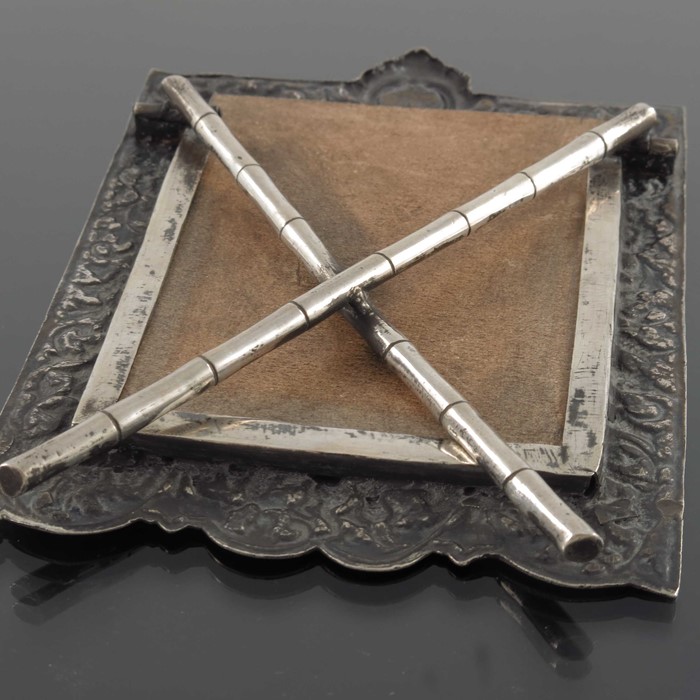 A Chinese white metal photo frame - Image 2 of 3