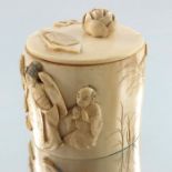 A 19th century Japanese ivory box and cover, Meiji