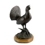 Geoffrey Dashwood (b.1947), bronze figure of a Capercaillie