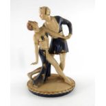 Royal Dux, an Art Deco figure group, modelled as two dancers in Arabic dress, impressed marks and pi