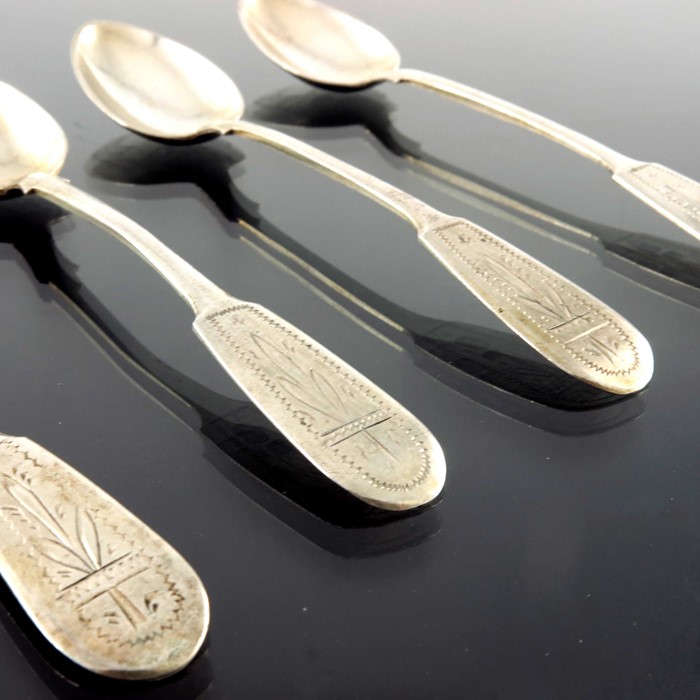 A set of four Imperial Russian silver teaspoons, Moscow circa 1890 - Image 3 of 3