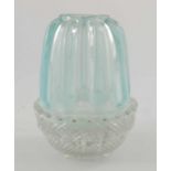 A Victorian blue opal glass fairy lamp