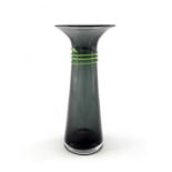Hilary Green for Dartington, a Little Black Dress Slim glass vase with lime green trail
