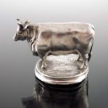 A Victorian silver model of a large short horned cow, William Wrangham Williams