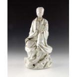 A 17th century Chinese blanc de chine figure of Guanyin, Ming or later