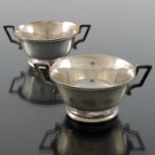 A pair of Victorian silver twin handled bowls, Martin, Hall and Co., London 1878