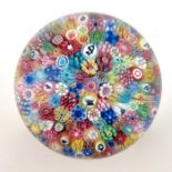 Baccarat, 1972 tight packed millefiori paperweight with twelve Gridel zodiac silhouette canes and a