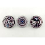 Whitefriars, three royal commemorative millefiori paperweights, polished base, 7.5cm diameter (3)